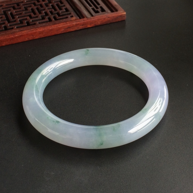 (超值推荐)糯冰种紫罗兰飘花圆条手镯(55mm)