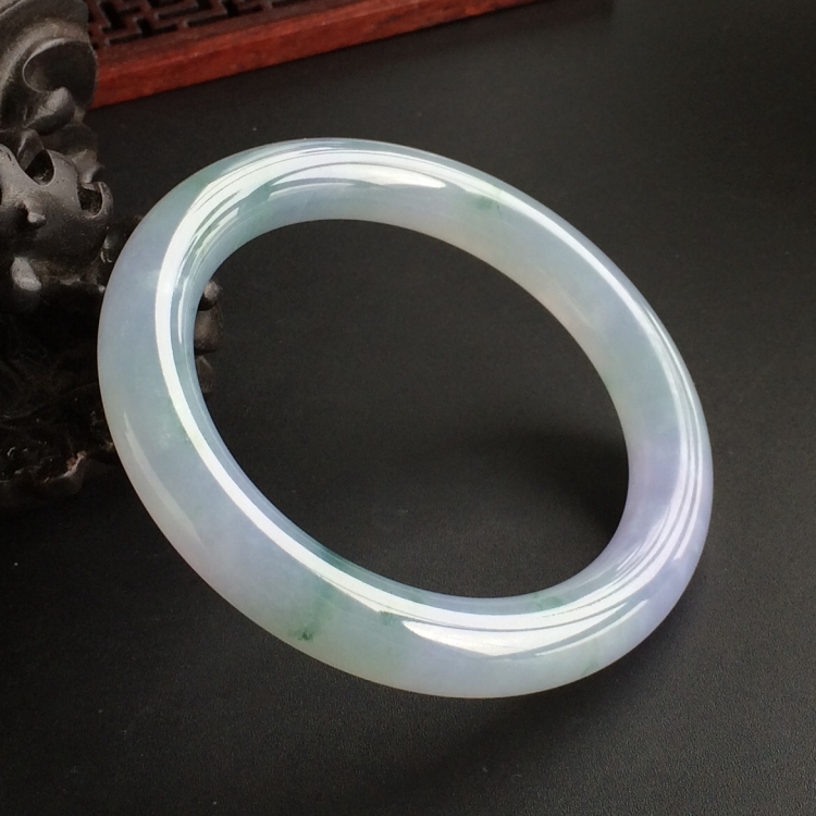 (超值推荐)糯冰种紫罗兰飘花圆条手镯(55mm)