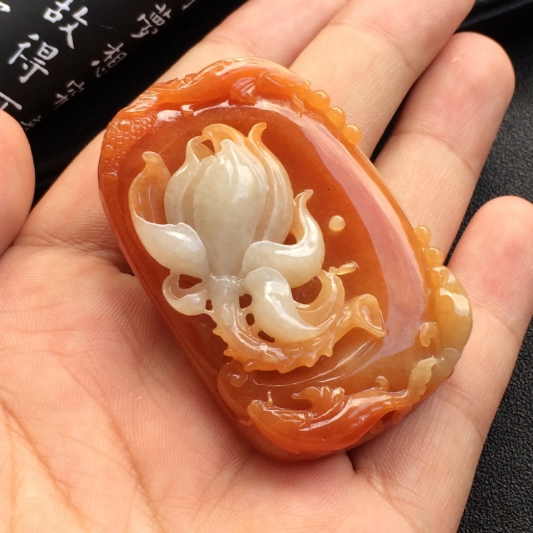 （超值推荐）糯冰种红黄翡年年有余挂件