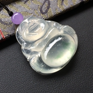 (超值推荐)冰种飘花玉佛挂件