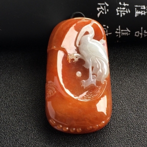 （超值推荐）糯冰种红黄翡一路连科挂件