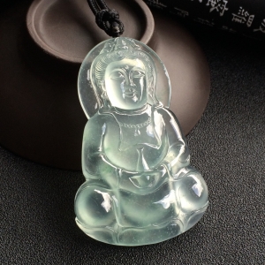 （超值推荐）冰种略飘花观音挂件