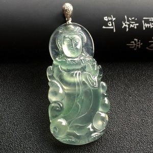 （超值推荐）冰玻种飘花观音挂件