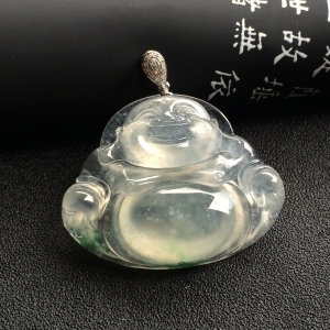 （超值推荐）冰玻种略飘花玉佛挂件