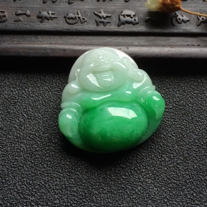 （超值推荐）糯冰种翠色玉佛挂件