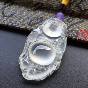 (超值推荐)冰玻种淡晴水逍遥佛挂件