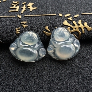 （超值推荐）冰种淡晴水玉佛挂件（一对）
