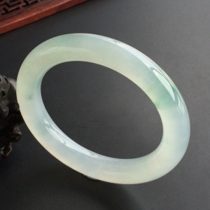 (超值推荐)冰种飘花圆条手镯(53.7mm)