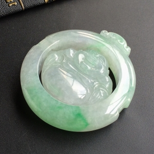 (超值推荐)糯冰种飘翠笑口常开挂件