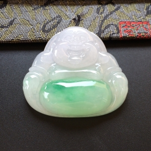 (超值推荐)糯冰种飘翠玉佛挂件