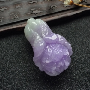（超值推荐）糯冰种紫罗兰白菜挂件