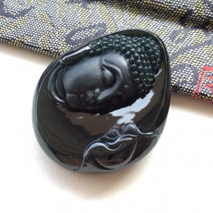 (超值推荐)糯冰种墨翠求佛挂件