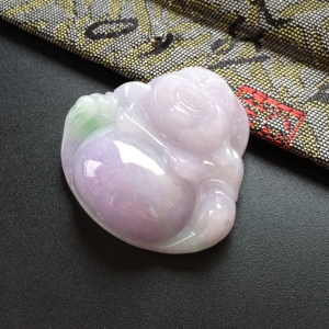 (超值推荐)糯冰种春带彩玉佛挂件
