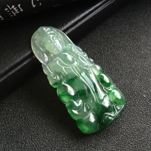 （超值推荐）冰种飘绿花站观音挂件