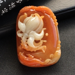 （超值推荐）糯冰种红黄翡年年有余挂件