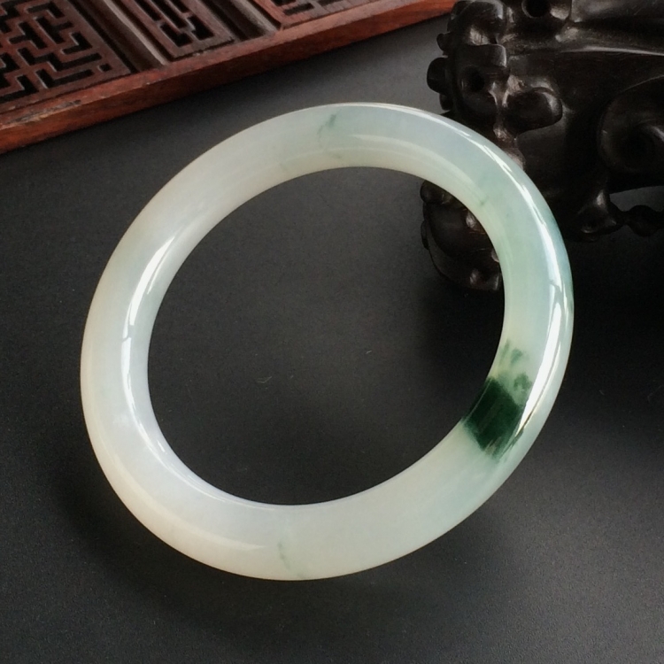 (超值推荐)冰种飘花圆条手镯(55.5mm)