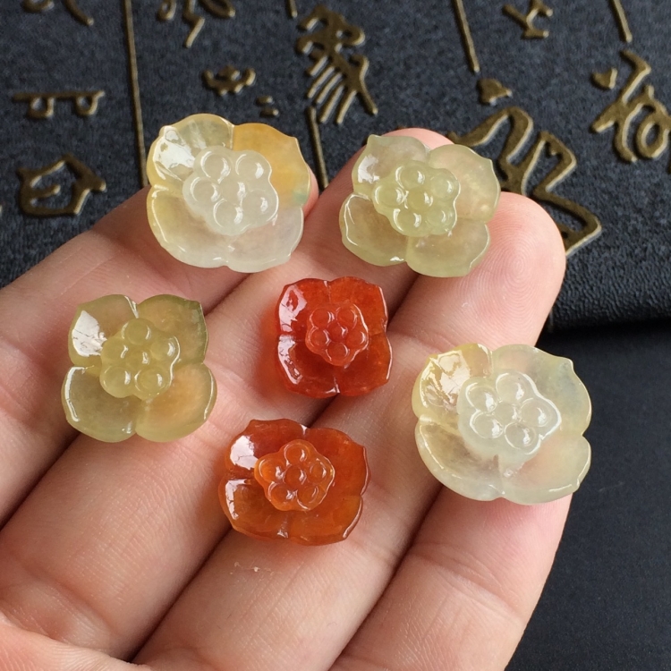 (超值推荐)冰种红翡/黄翡荷花挂件/手链面(一批走)