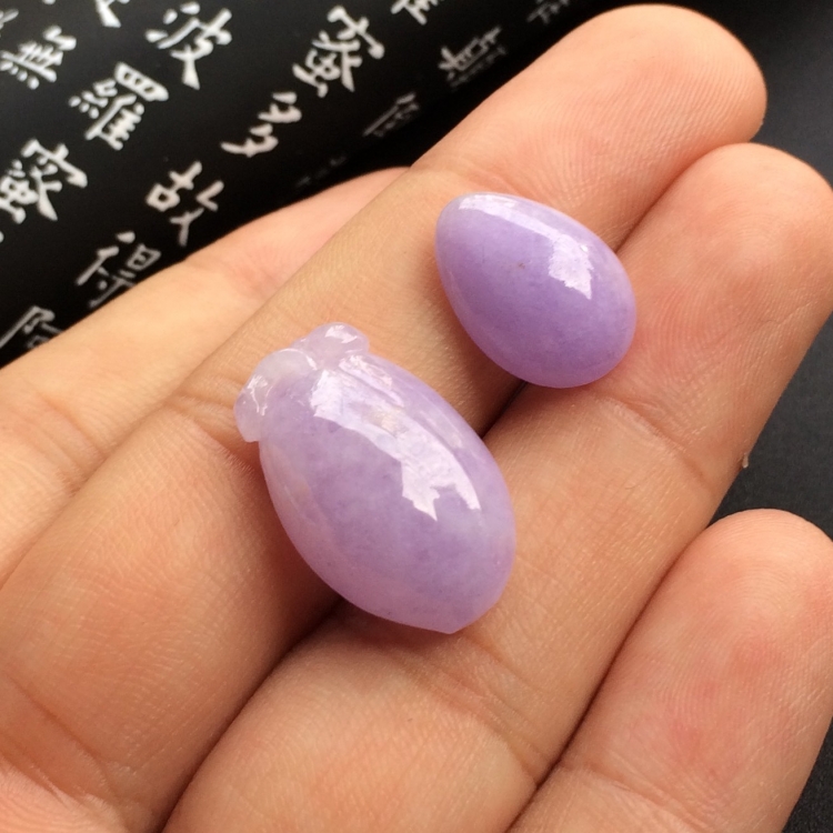 （超值推荐）糯冰种紫罗兰福瓜挂件/水滴戒面（两件一批）