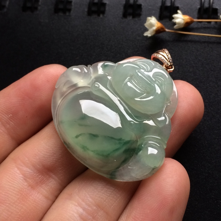 （超值推荐）冰种飘花玉佛挂件