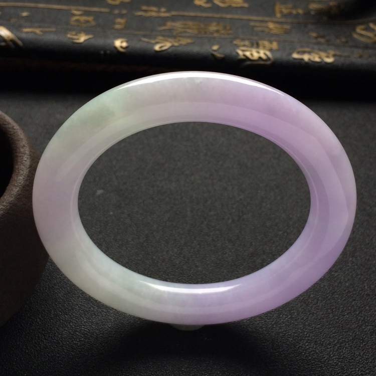 （超值推荐）糯冰种紫罗兰圆条手镯（57mm）