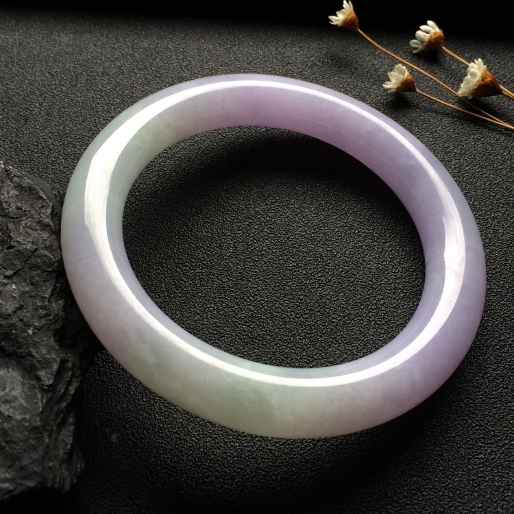 （超值推荐）糯冰种紫罗兰圆条手镯（57mm）