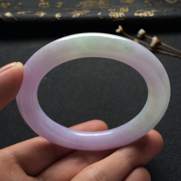 （超值推荐）糯冰种紫罗兰圆条手镯（57mm）