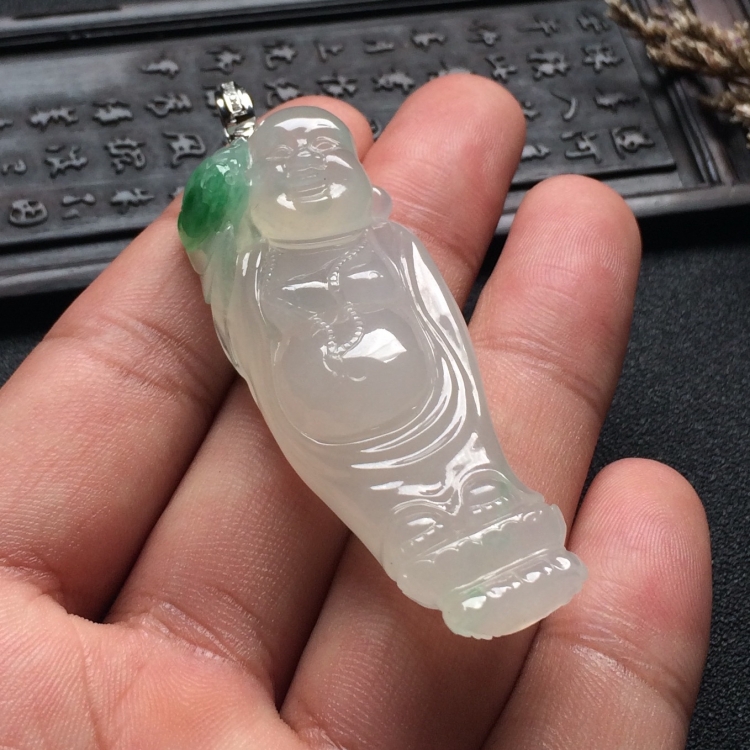 （超值推荐）冰种飘绿花纳福挂件