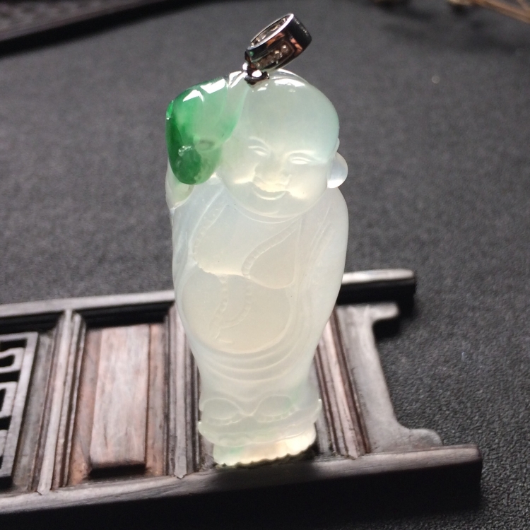 （超值推荐）冰种飘绿花纳福挂件