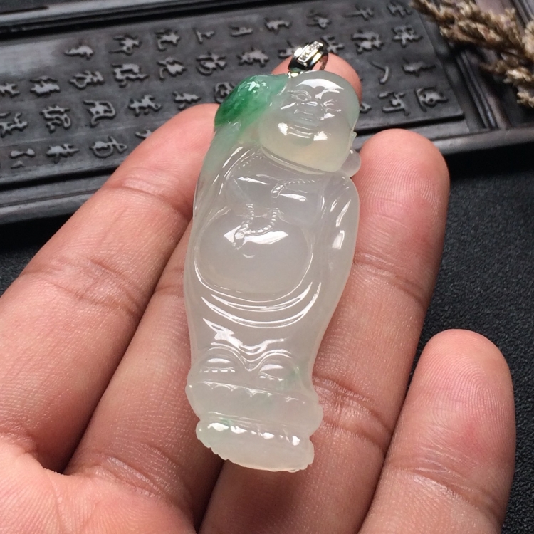 （超值推荐）冰种飘绿花纳福挂件