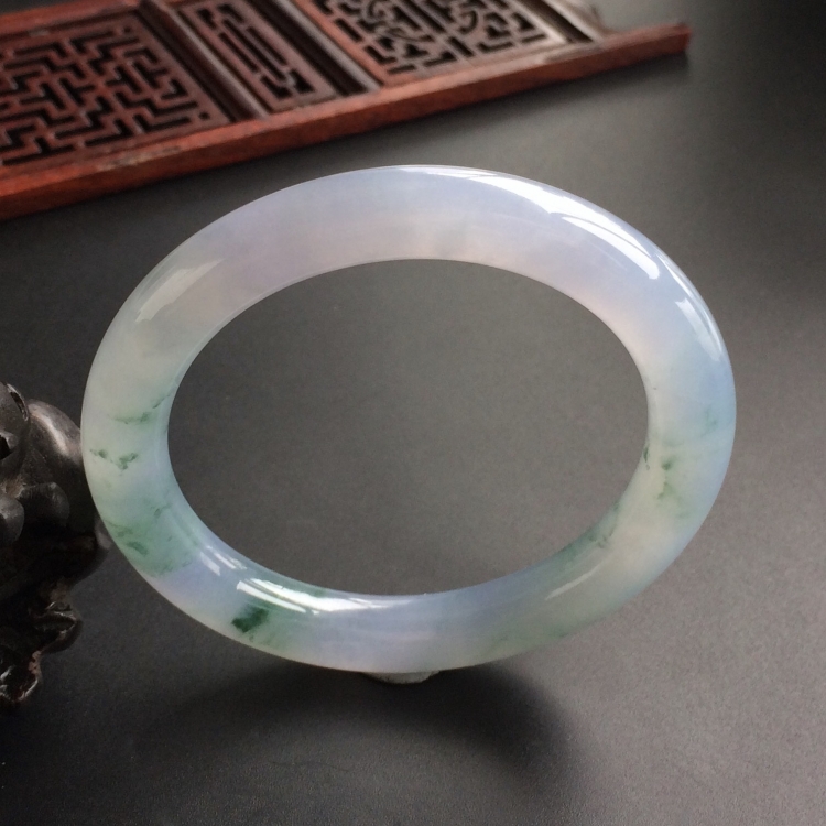 (超值推荐)糯冰种紫罗兰飘花圆条手镯(53.3mm)