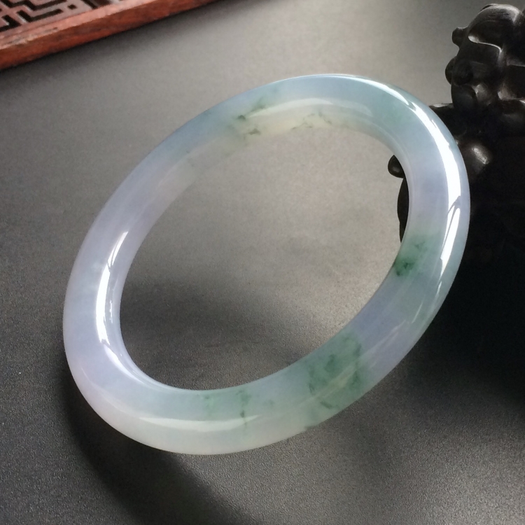 (超值推荐)糯冰种紫罗兰飘花圆条手镯(53.3mm)