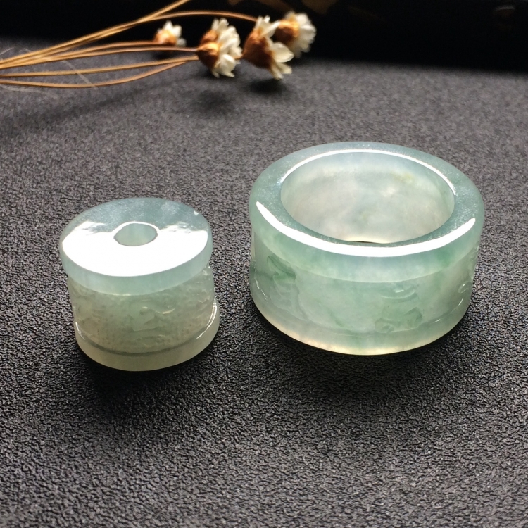 （超值推荐）糯冰种晴水平安环/路路通挂件（一对）