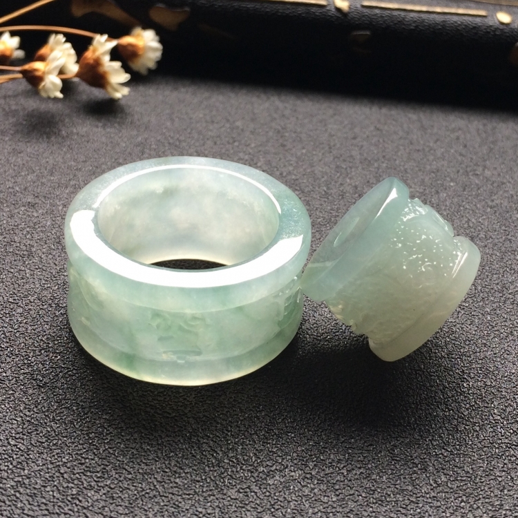 （超值推荐）糯冰种晴水平安环/路路通挂件（一对）