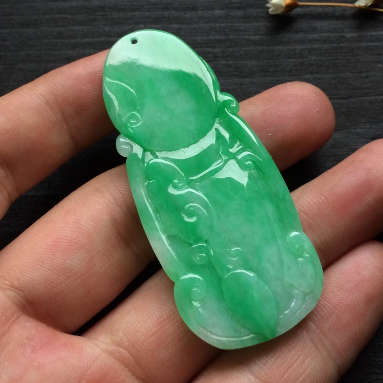（超值推荐）糯冰种翠色站观音挂件