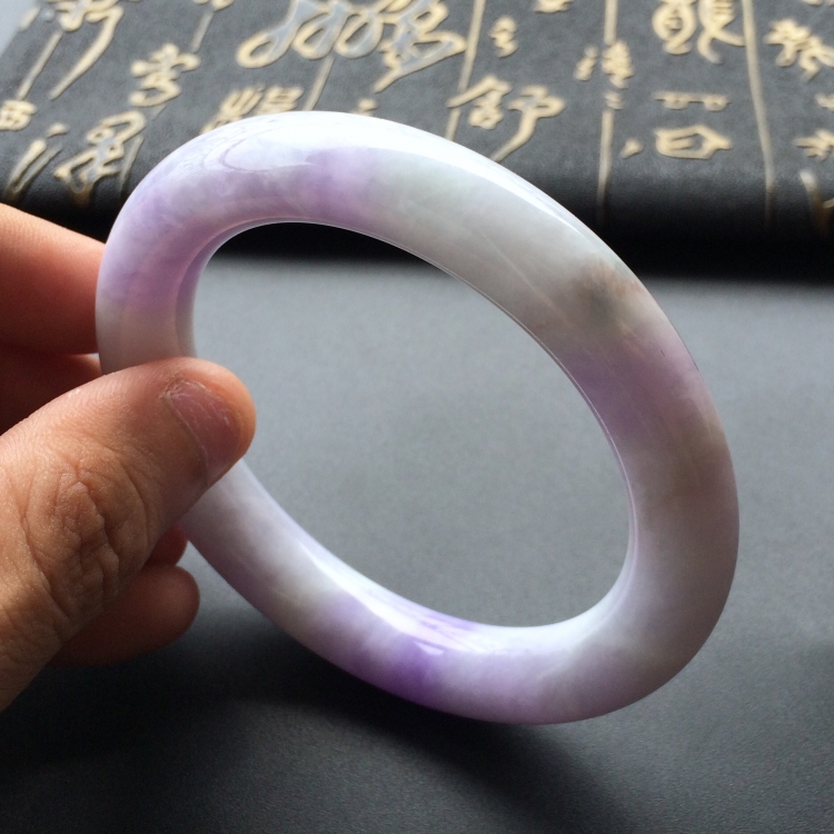 (超值推荐)糯冰种紫罗兰圆条手镯(55.8mm)