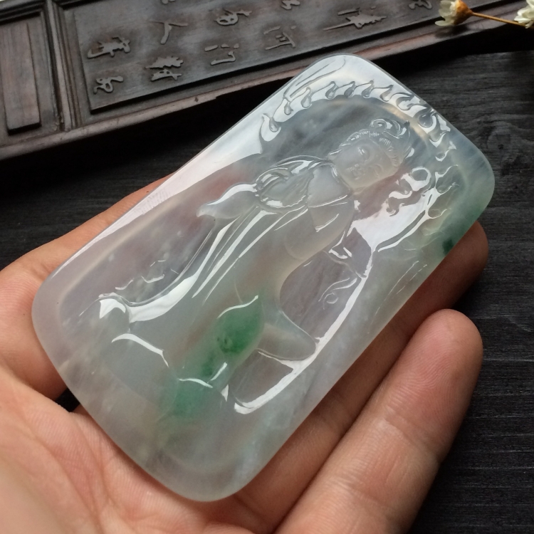 （超值推荐）冰种飘花站观音挂件