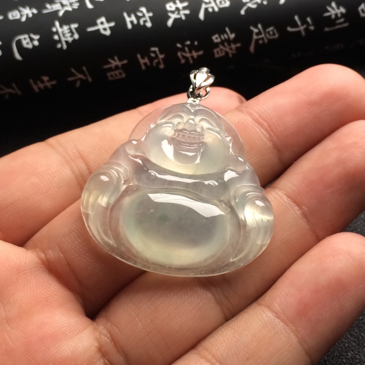 （超值推荐）冰种略飘花玉佛挂件