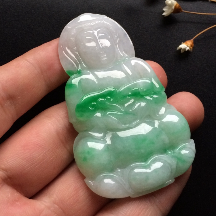 （超值推荐）糯冰种飘翠观音挂件