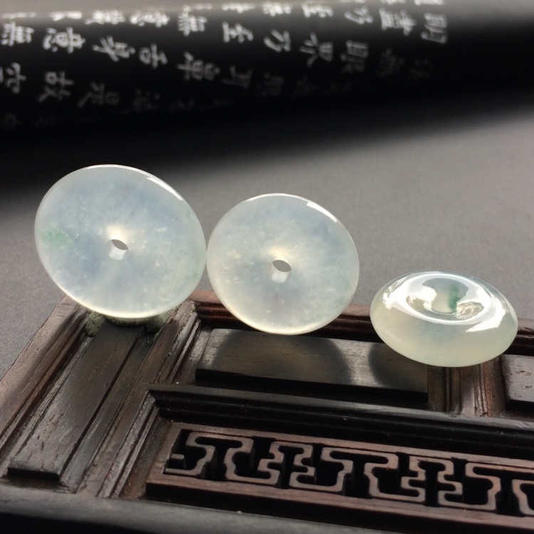 （超值推荐）冰种略飘花平安扣挂件（三件一批）