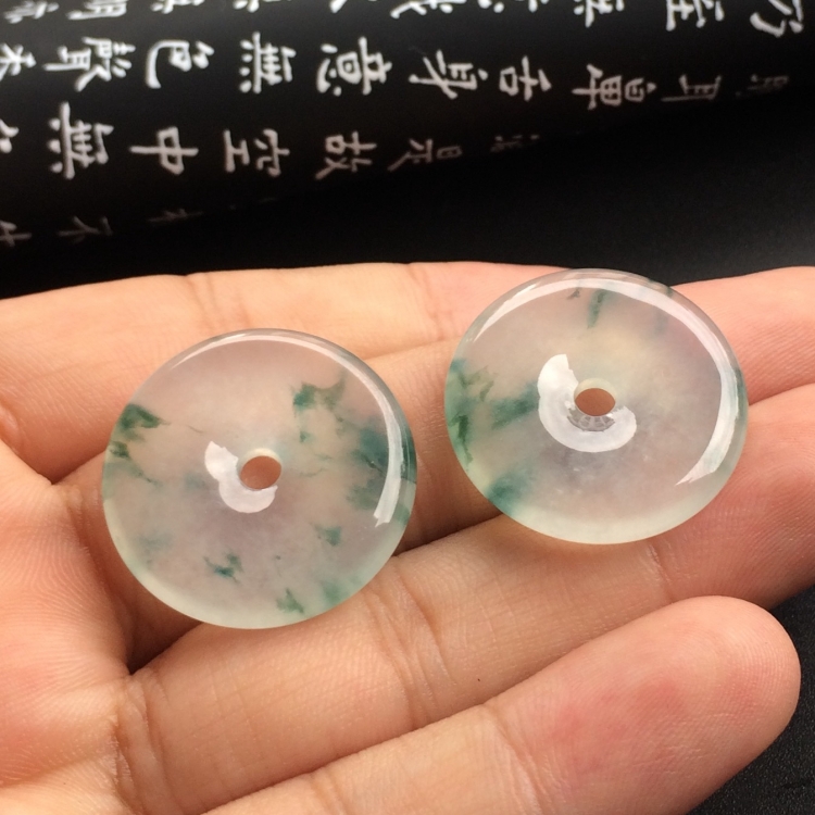 （超值推荐）冰种飘花平安扣挂件（一对）