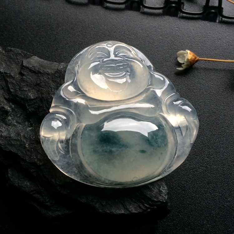 （超值推荐）冰玻种飘花玉佛挂件