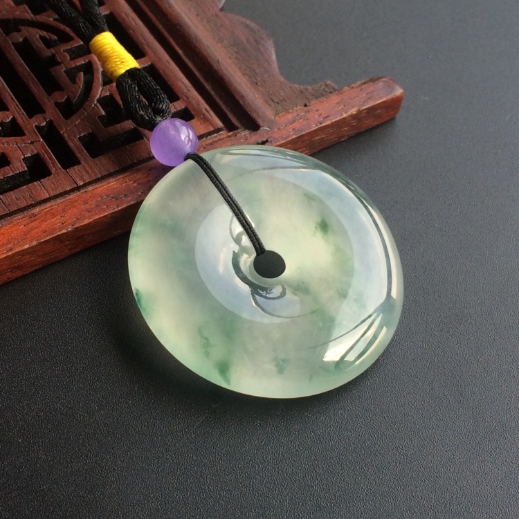(超值推荐)冰玻种飘花平安扣挂件