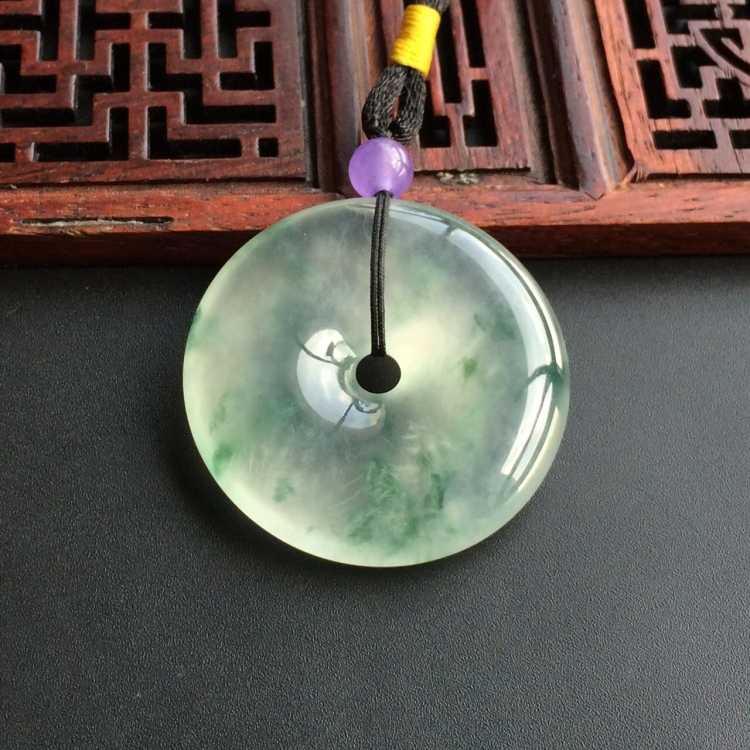 (超值推荐)冰玻种飘花平安扣挂件