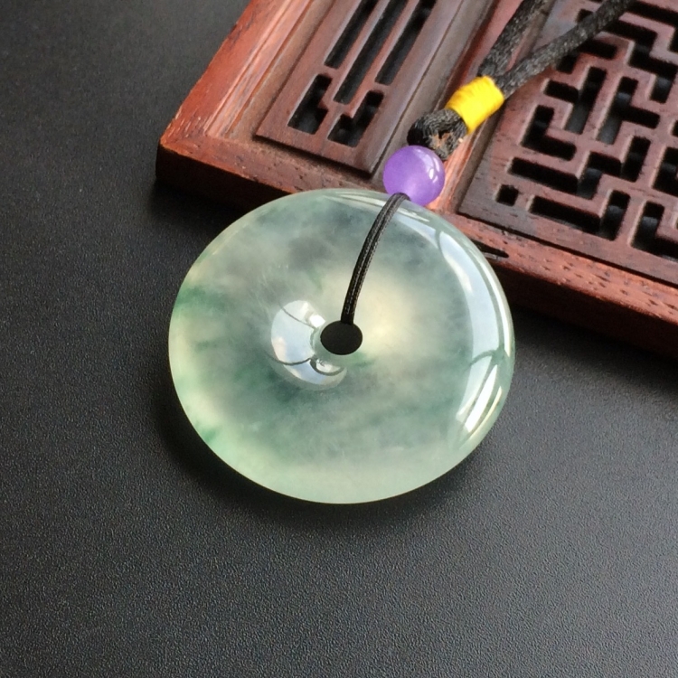 (超值推荐)冰玻种飘花平安扣挂件