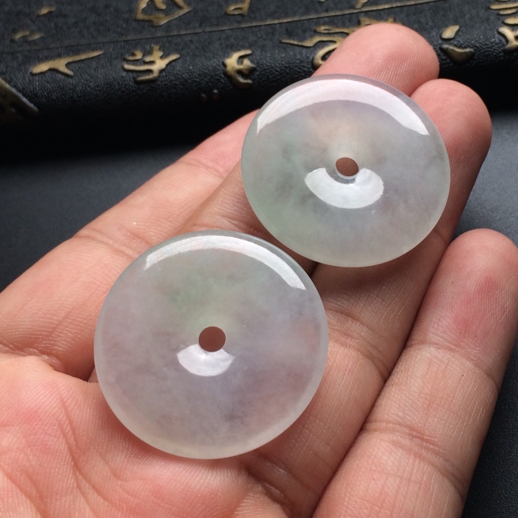 （超值推荐）冰种淡晴水平安扣挂件（一对）
