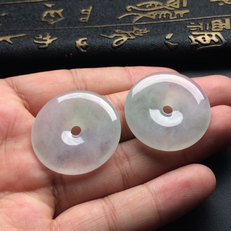 （超值推荐）冰种淡晴水平安扣挂件（一对）