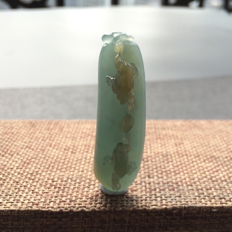 (超值推荐)糯冰种蓝水略带黄翡福瓜挂件