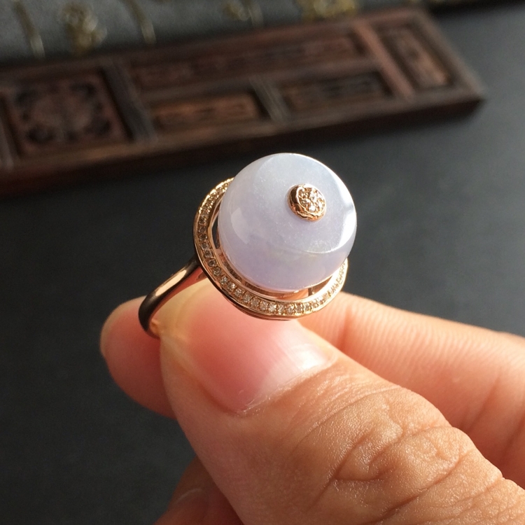 (超值推荐)糯冰种紫罗兰镶玫瑰金钻石时来运转戒指