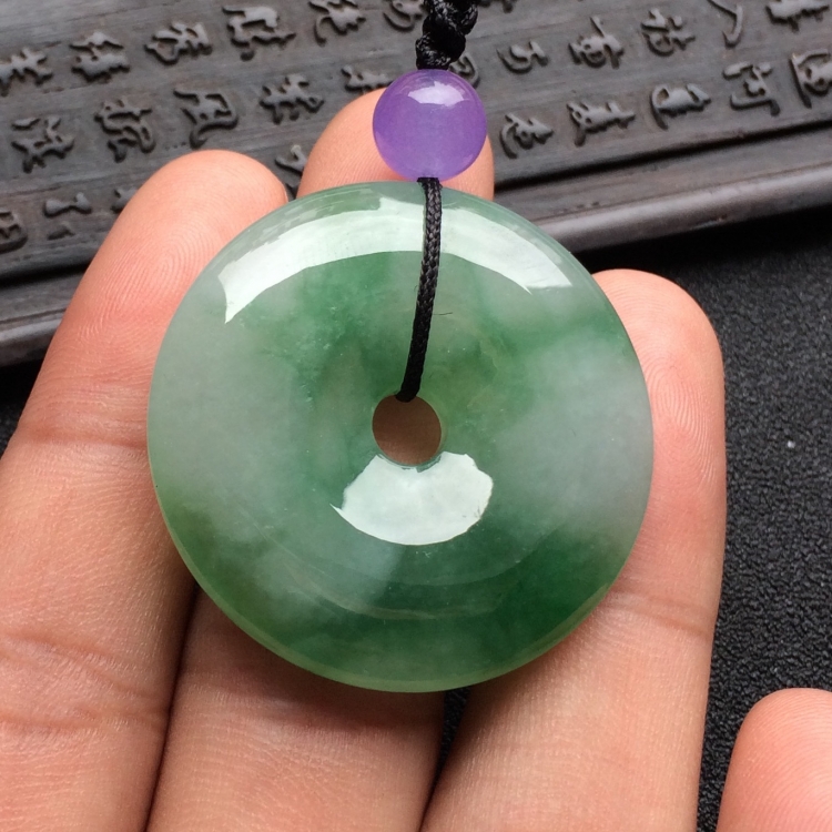 （超值推荐）糯冰种飘花平安扣挂件