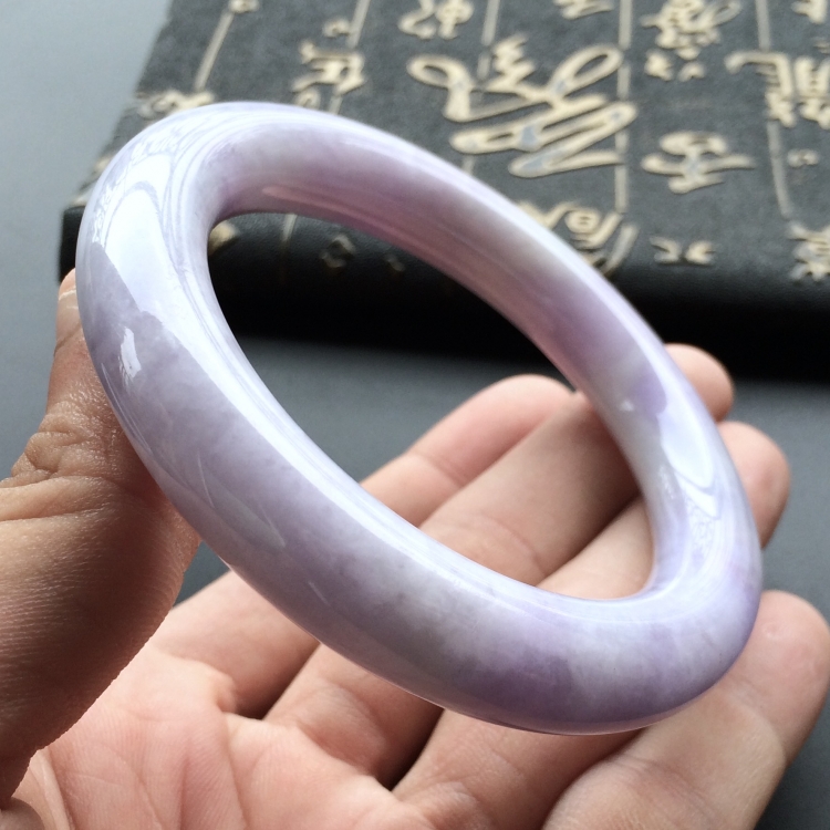 (超值推荐)糯冰种紫罗兰圆条手镯(56.4mm)